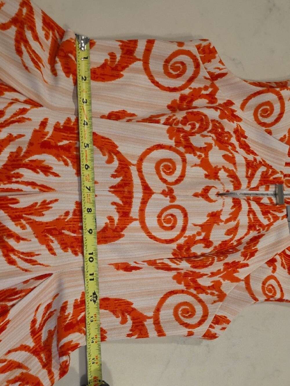 Danny & Nicole Orange and White Baroque Print Fit And Flare Dress - Picture 4 of 10